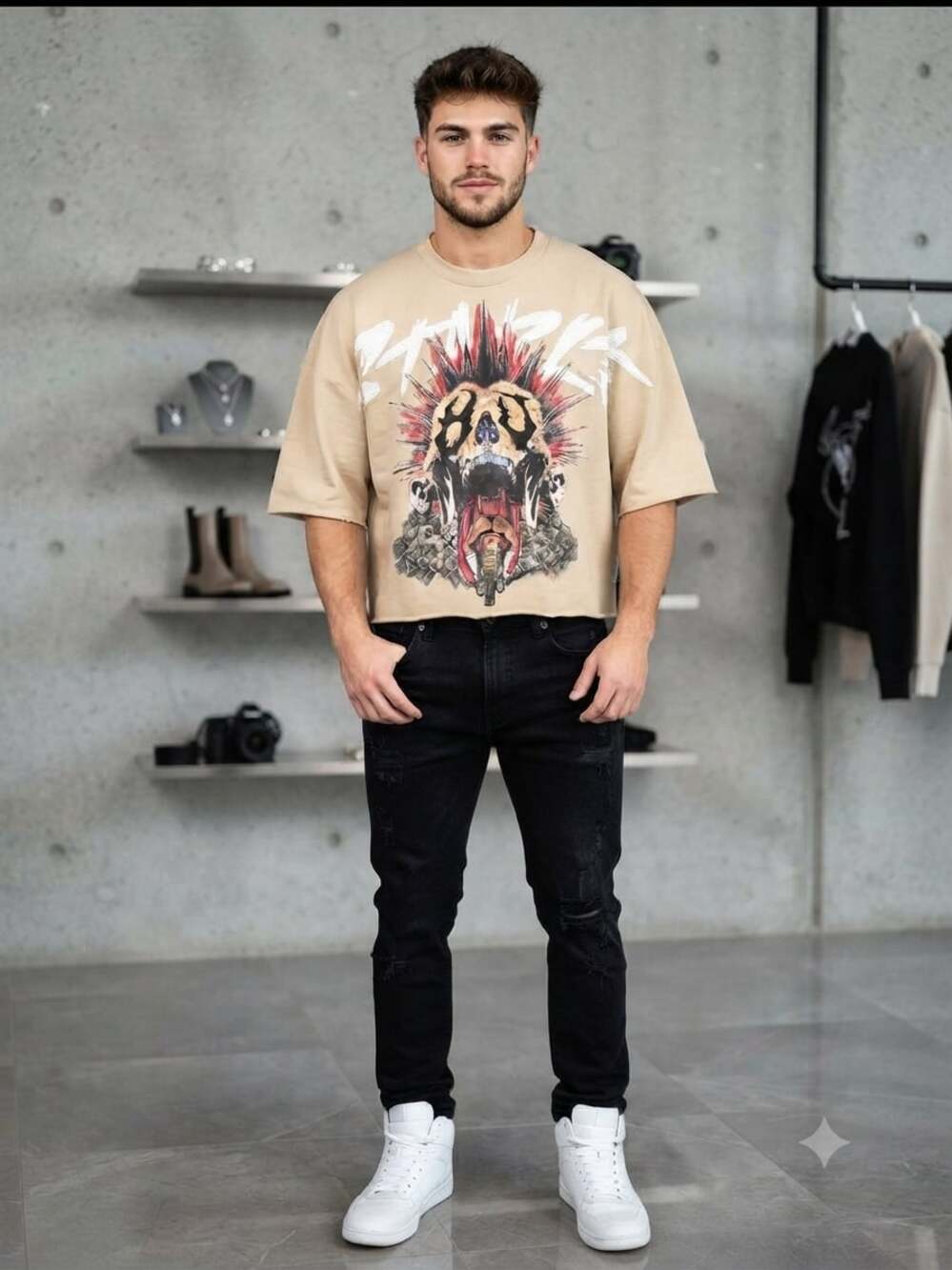 BKYS Men's Graphic Short Sleeve Boxy Fit T-Shirt